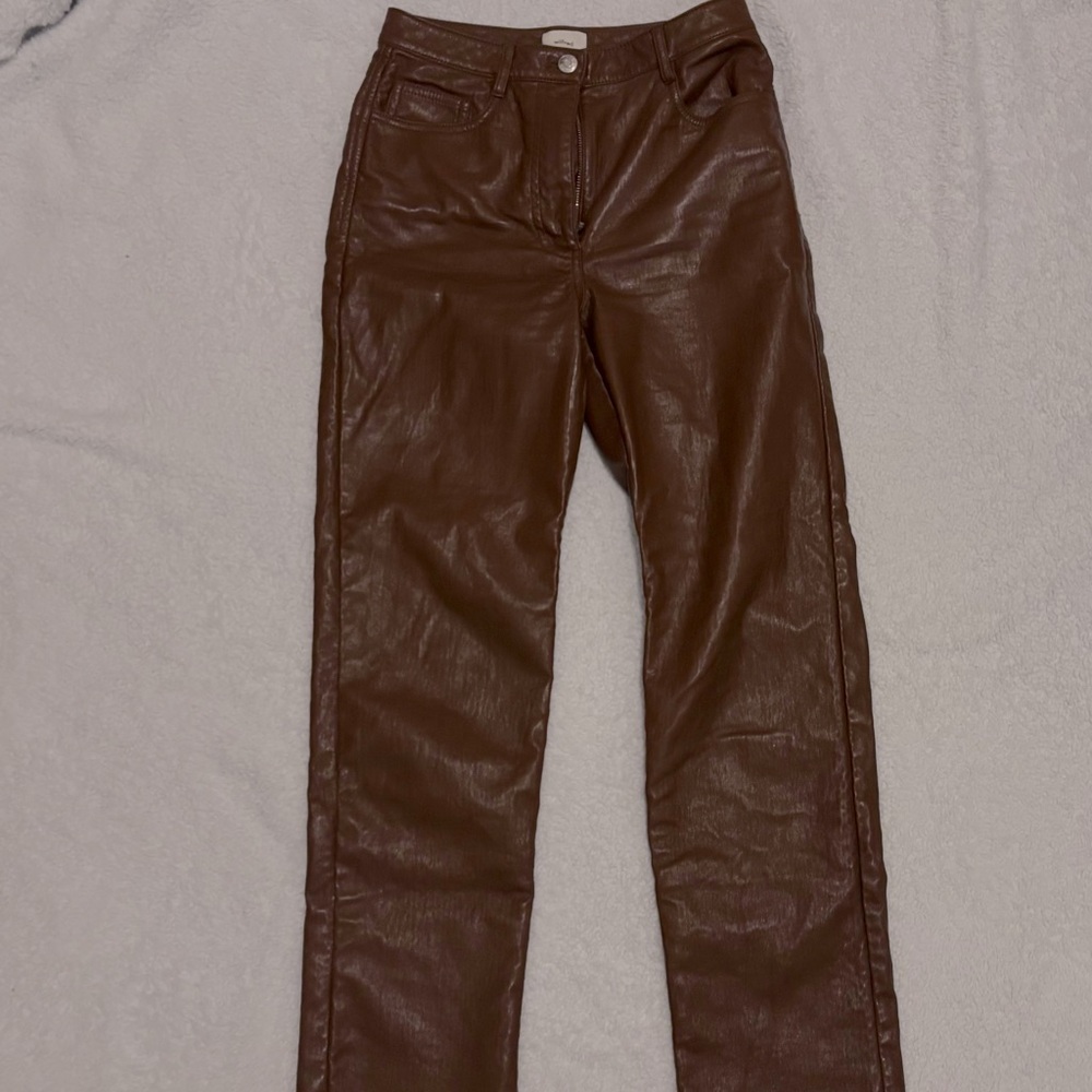 Aritzia brown leather jeans
